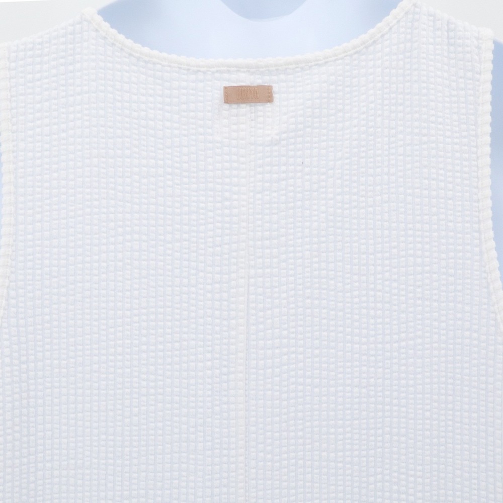 NWT Lunya Organic Cotton Seersucker Midi Dress White Minimalist Tank Size M - Picture 4 of 10